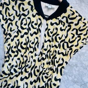 Vintage Milly Yellow and Black Insignia Midi Dress